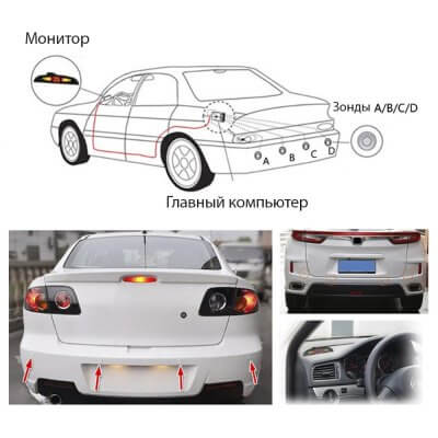 Парктроник ParkingSensor на задний бампер, 4 датчика-2